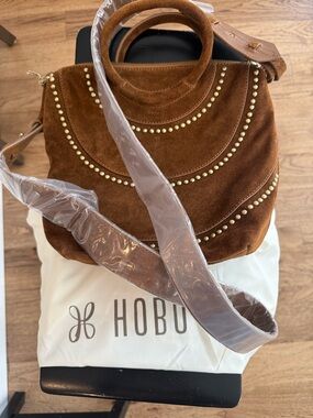 HOBO Chestnut Suede Studded Hobo Bag